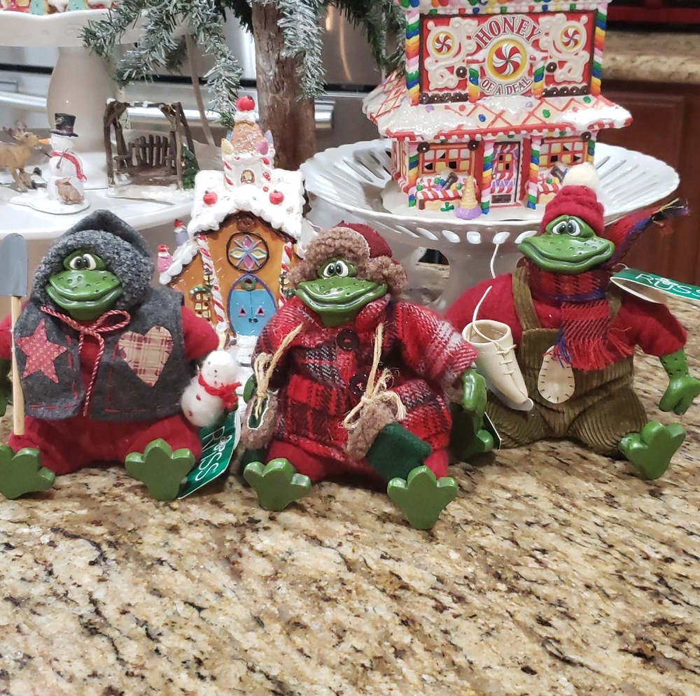 Set of 3 Russ Christmas frogs